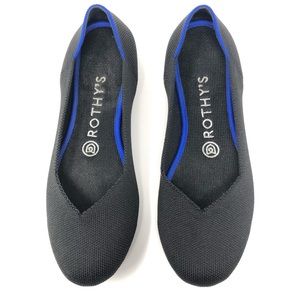 Rothy's Flat Black Round Toe Blue Halo Ballet Sz 7